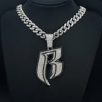 Hip Hop Big White Black Rhinestone Initial Letter B Pendant Necklace HipHop Iced Out Bling Necklaces Men Women Fashion