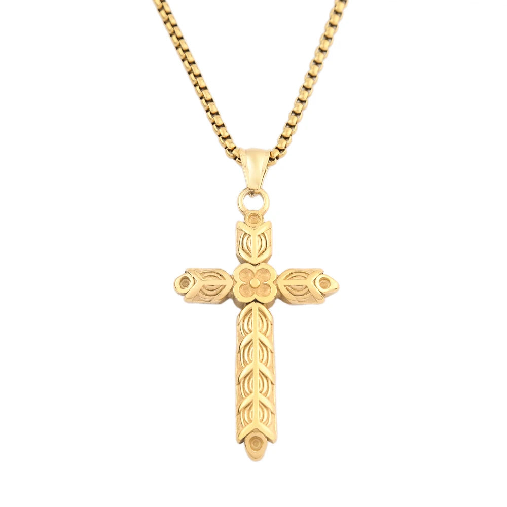 Gothic Cross Steel Pendant Vintage Rhombus Biker