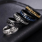 Anxiety Fidget Rings For Men Spining Titanium Stainless Steel Colorfully Spinner Rotatable Chain Jewelry Rotating Rings