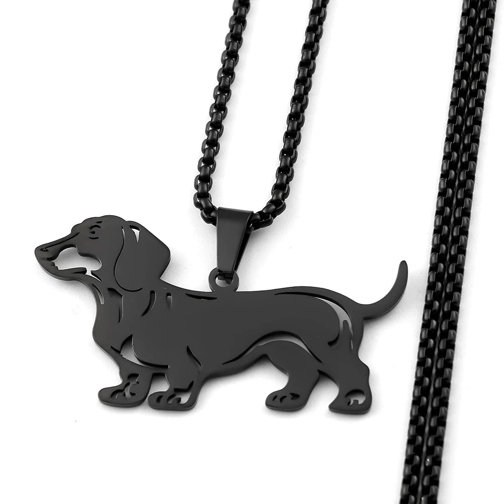 Doxie Sausage Dog Pendant Necklace For Women Men Stainless Steel Dachshund Long Doggie Low Rider Lovely Necklace Jewelry Gift