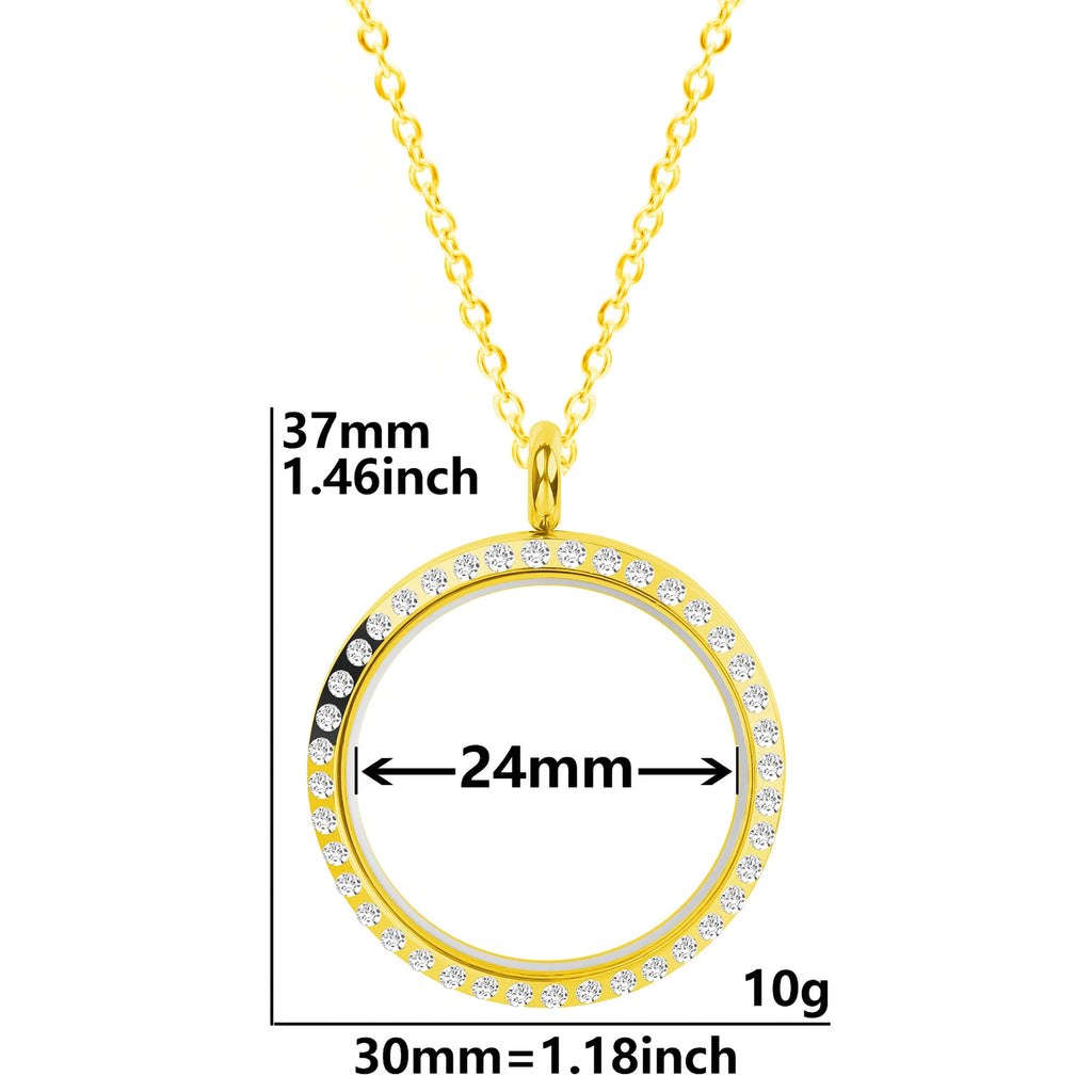Round Pendant Necklace Locket Charm Stainless Steel Necklaces For Women Men Jewelry Chain Around Neck Necklace Decoration Gifts