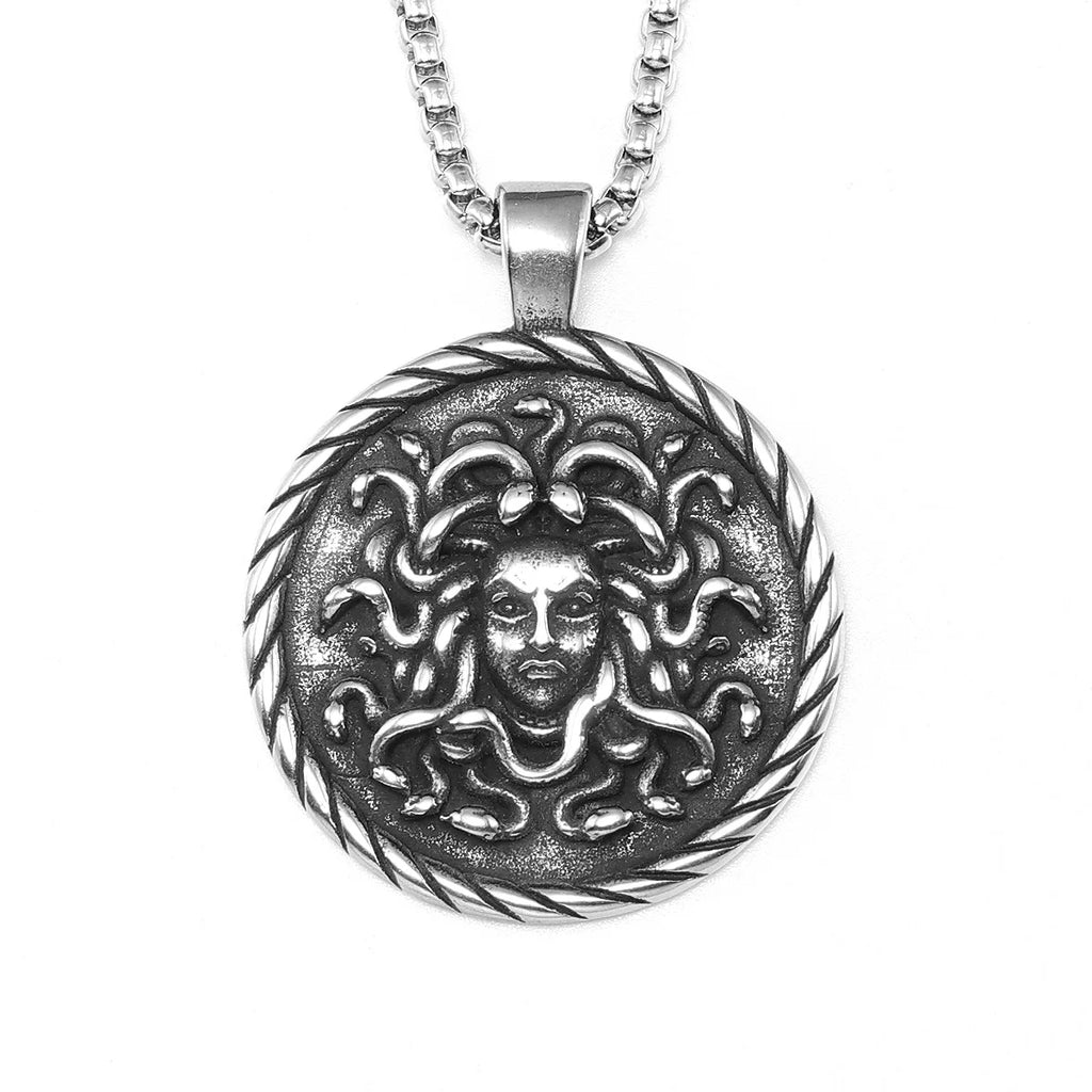 Snake Medusa Pendant Necklace Stainless Steel