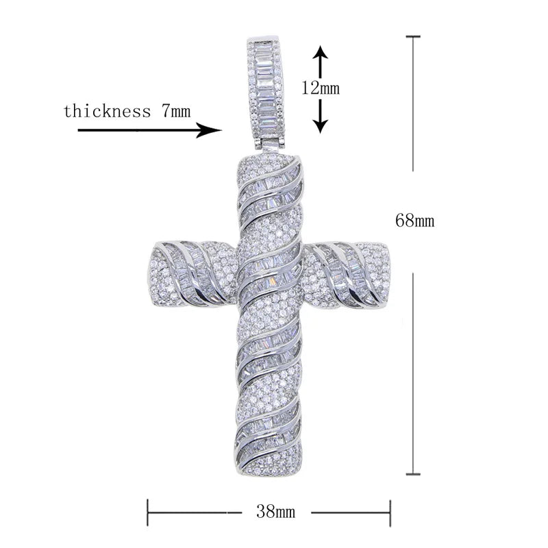 14K White Gold Lab Diamond Cross Pendant Party Wedding Pendants Necklace for Women Men Anniversary Jewelry Gift