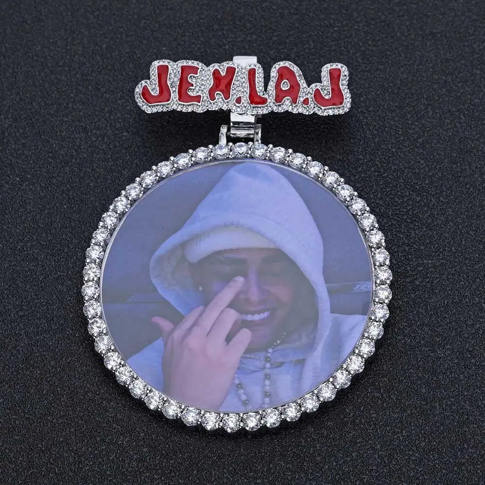 Gold Statement Photo Pendant Necklace 18K