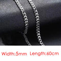 Silver Cuban Chain Necklace Stainless Steel 3/5MM