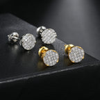 Iced Out Zircon Screw Stud Earrings — Gold