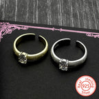 Two-Tone Ring Sterling Zircons Set Matte