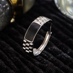 Silver Ring Drop Glue Checkerboard Men's Retro Ring Fashion Simple Birthday Party Wedding Anniversary Jewelry Gift
