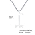 Vnox 60cm Box Chain Cross Pendant Necklaces for Men, Simple Plain Black Silver Gold Color Stainless Steel Thick Cross Collars