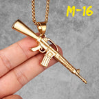 Gun Series AK47 M16 Sniper Rifle Stainless Steel Jewelry Men Necklaces with Pendant For Male Women Punk Hip Hop Gifts Wholesale