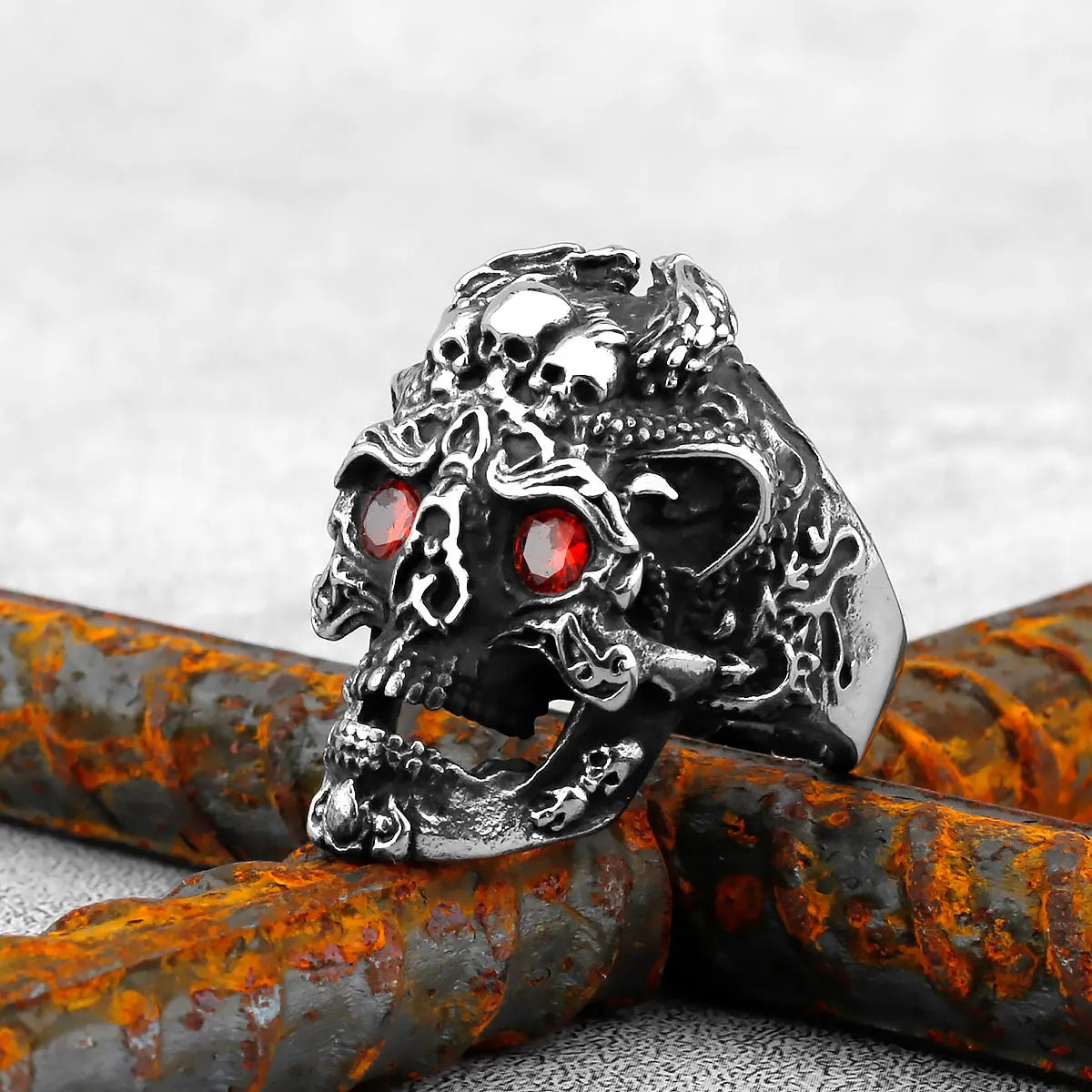 High Polish Heavy Skull Ring — Two-Tone