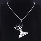 Jerusalem Menorah Pendant — Stainless Steel