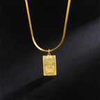 LIKGREAT Major Arcana Tarot Card Necklace Stainless Steel Snake Chain Necklace Vintage Amulet Moon/Sun/Star Tarot