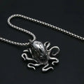 Gothic Pirate Octopus Skull Necklace Pendant Men Retro Street Rock Stainless Steel Octopus Necklace Chain Jewelry