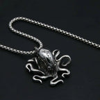 Gothic Pirate Octopus Skull Necklace Pendant Men Retro Street Rock Stainless Steel Octopus Necklace Chain Jewelry