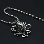 Gothic Pirate Skull Octopus Gold Necklace Pendant