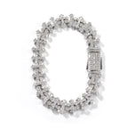 Uwin 11.5mm Cross Link Chain Bracelet For Women Men Iced Out Cubic Zirconia Cross Cuff Bracelet Anklet Hiphop Jewelry