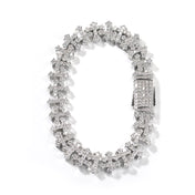 Uwin 11.5mm Cross Link Chain Bracelet For Women Men Iced Out Cubic Zirconia Cross Cuff Bracelet Anklet Hiphop Jewelry