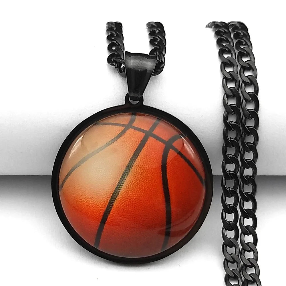 3D Basketball Steel Pendant 316L Necklace
