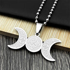 Viking Steel Pendant Wiccan Triple Moon Goddess