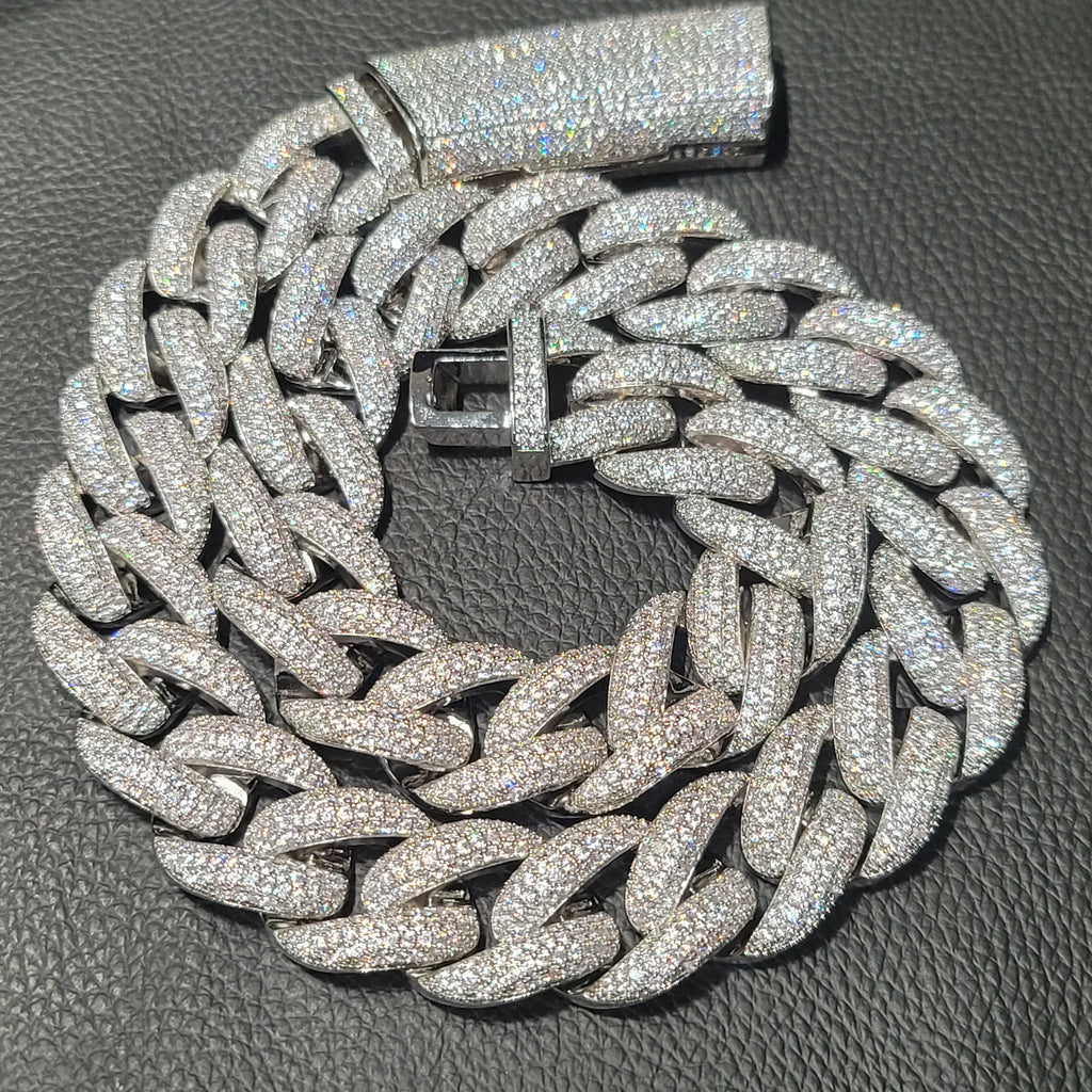 Fashion Hip Hop Miami Cuban Necklace Chain Full Diamonds 9mm 12mm 15mm 20mm 24mm Pendant Chains Long Buckle Closure Jewelry Gift