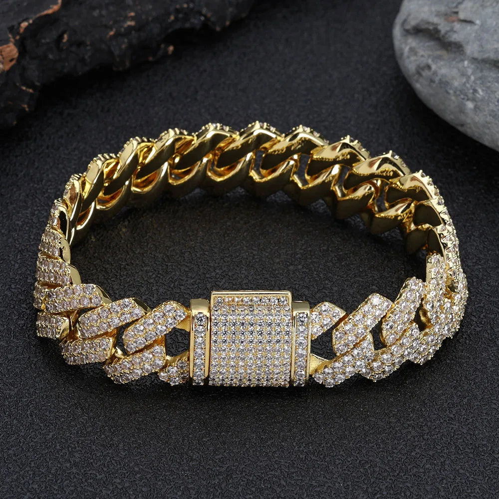 Iced Out Cuban Bracelet Stainless Steel 14MM Miami