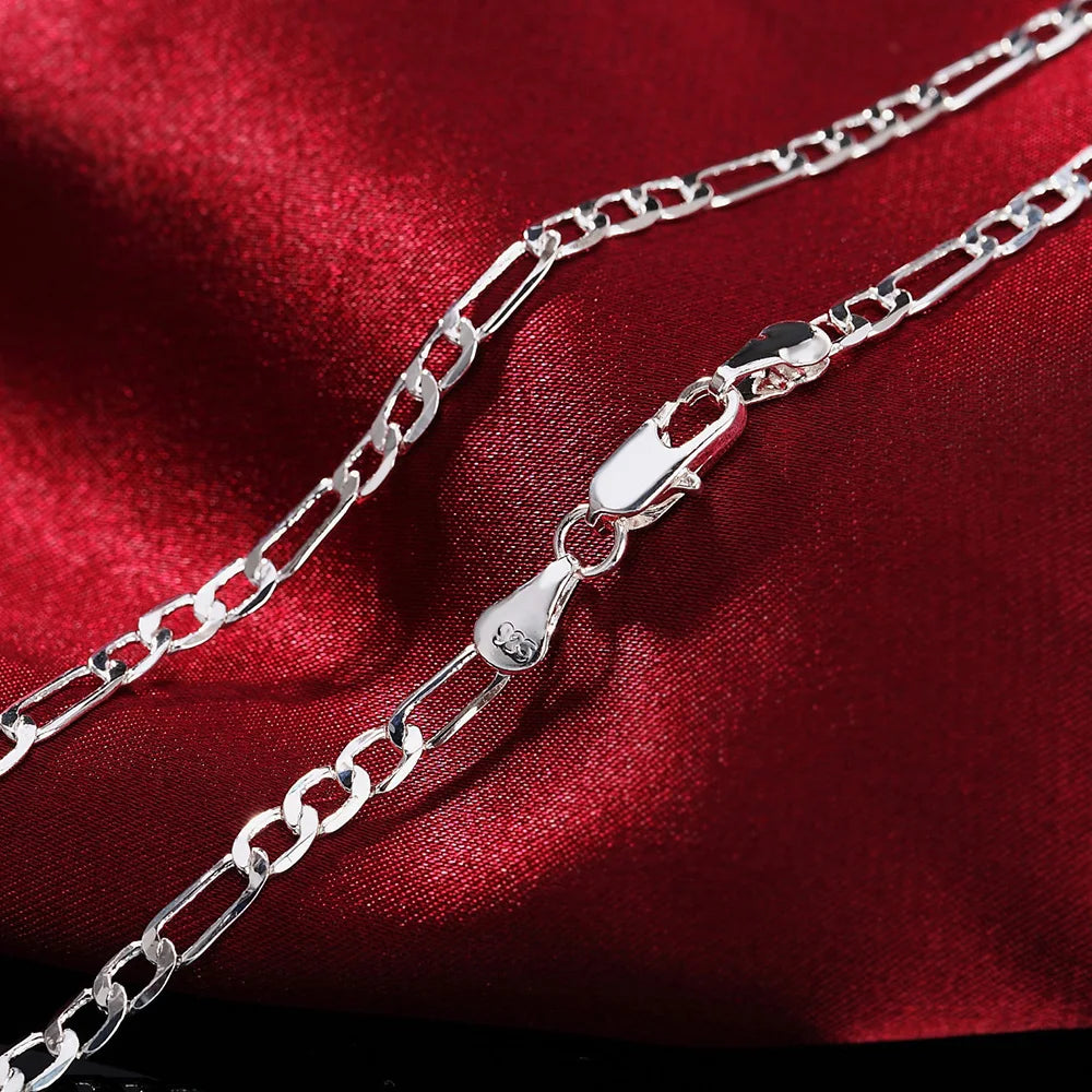 40-75cm Silver Color 4MM Chain Necklace for Women Lady Men Exquisite Luxury Gorgeous Charm Fashion Jewelry