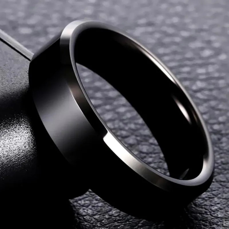 Minimalist Men 8mm Smooth Band Ring — Black-Tone