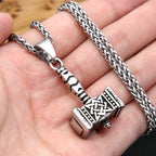 Viking Vintage Thor Hammer Pendant Stainless Steel Celtic Knot Necklace For Men Witch Knot Amulet Jewelry Gifts