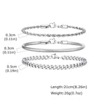 2/3pcs Stainless Steel Cross Cuban Bracelets for Men Waterproof Non Fading Twist Chain Bracelet Simple Fashion Jewelry