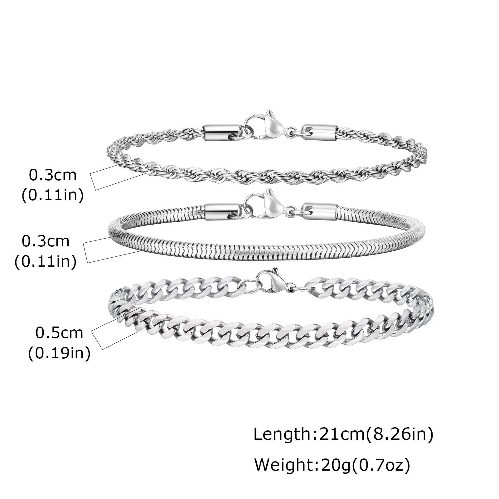 2/3pcs Stainless Steel Cross Cuban Bracelets for Men Waterproof Non Fading Twist Chain Bracelet Simple Fashion Jewelry