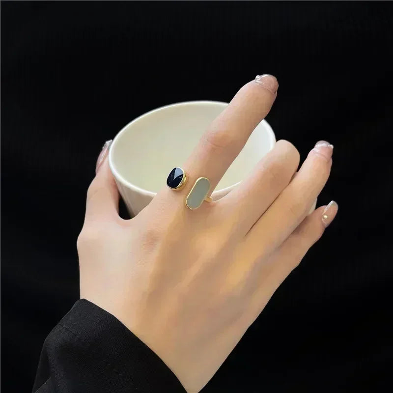 Hug Hands Open Adjustable Ring — Gold-Tone, Clear Stones