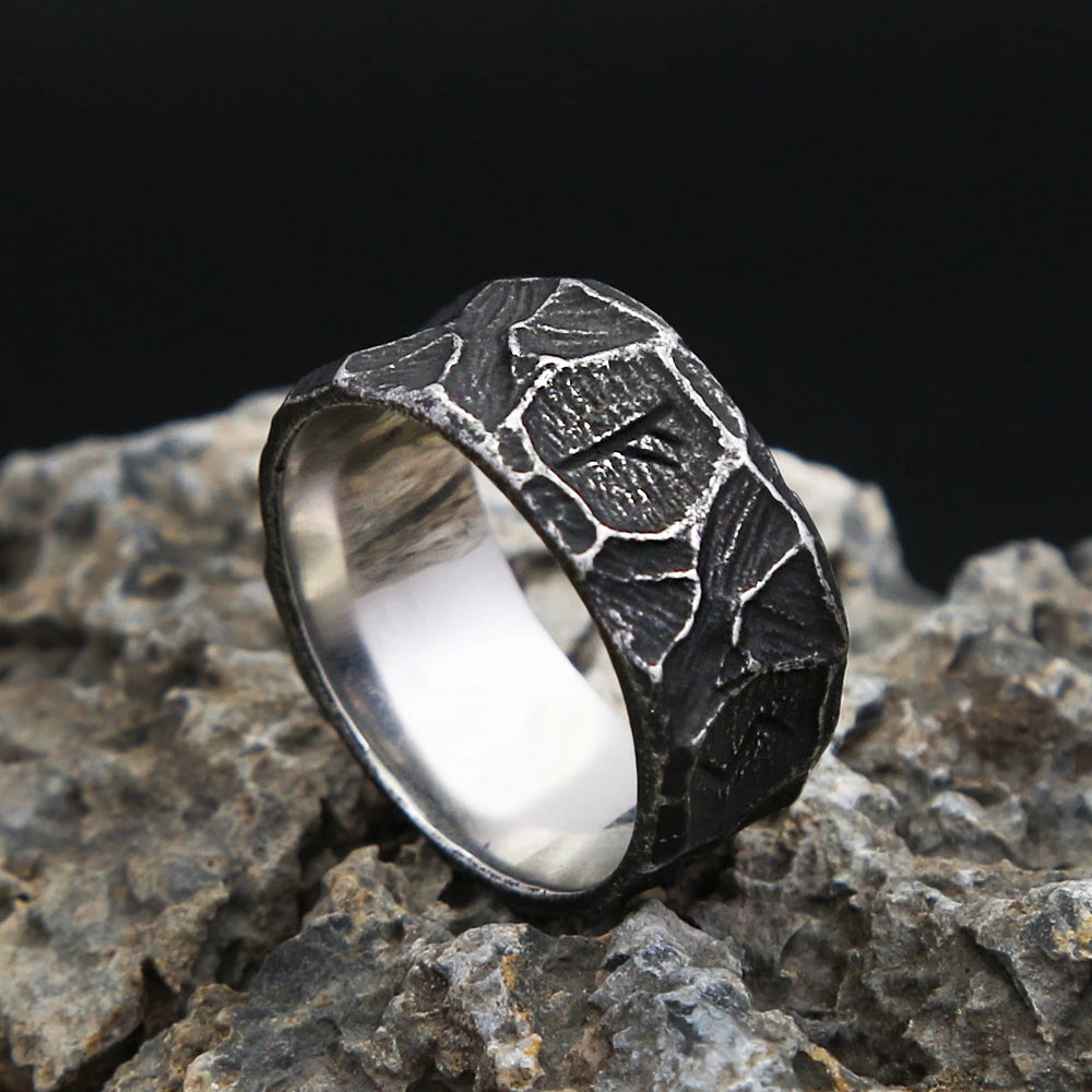 Punk Vintage Nordic Viking Rune Ring Stainless Steel Biker Amulet Ring For Men Women Unique Simple Jewelry Gift Dropshipping