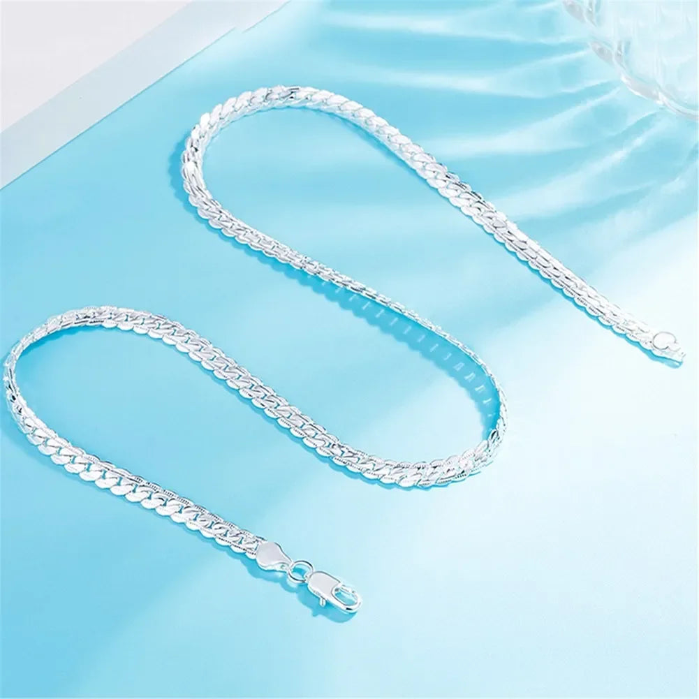 Fine Top Brand 925 sterling silver 6mm Chain Necklace for Woman Men 16-24inch Fashion Wedding Party Jewelry Gift