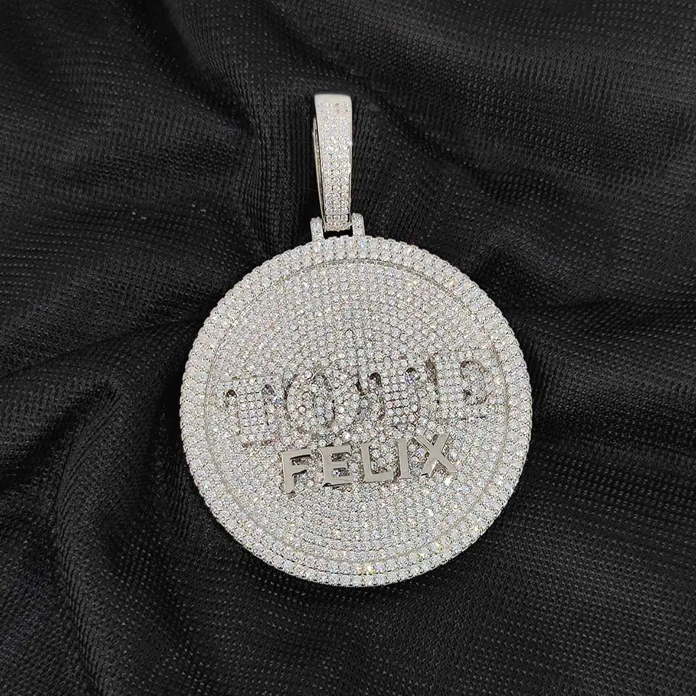 Iced Out Letter Pendant Necklace Disc CZ