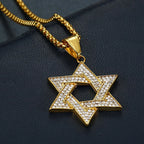 Jewish Star of David Pendant Necklaces Male Gold Color Stainless Steel Hexagram Necklace for Men/Women Jewelry Birthday