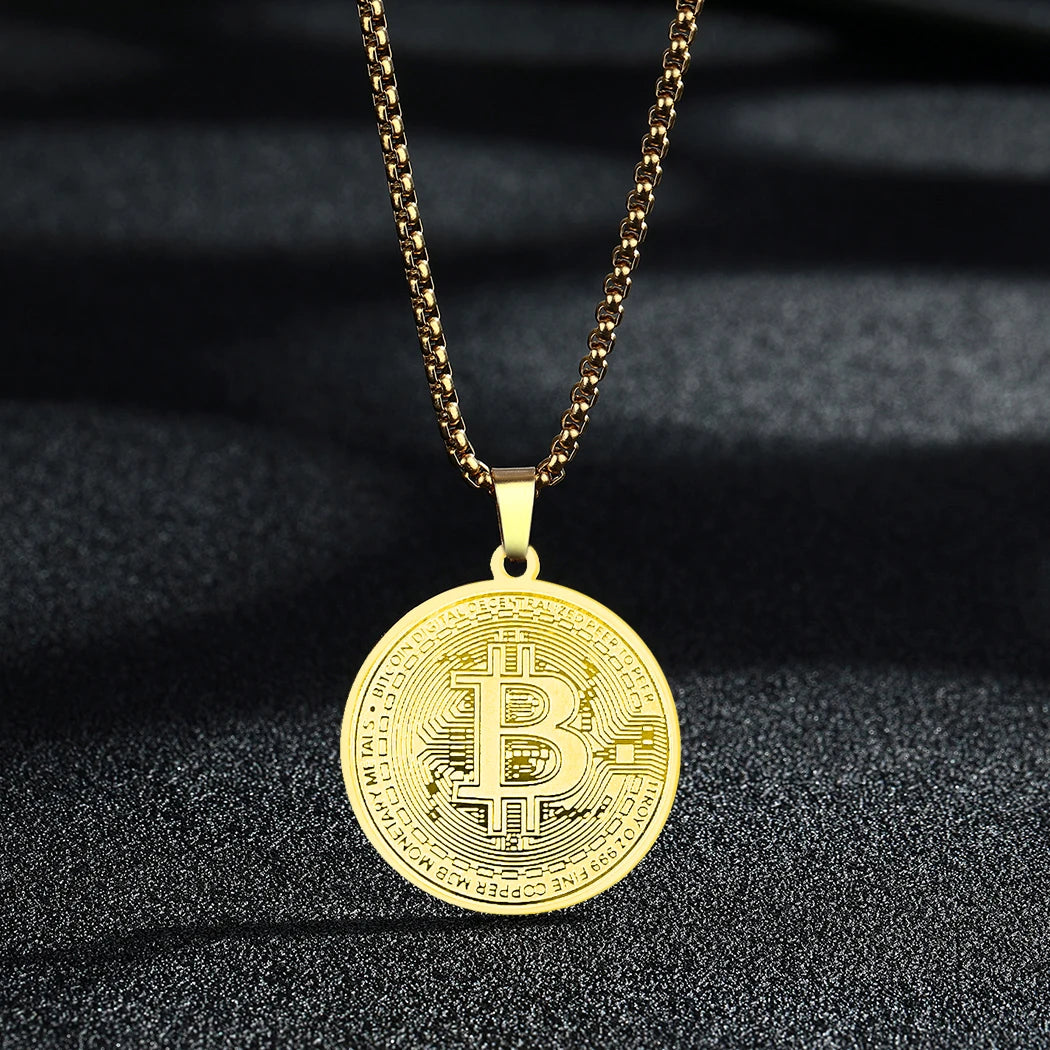 CHENGXUN Hindu Ganesha Coin Pendant Necklace for Men Womens Lord Ganesha Medallion Charm Neck Chain Spirit Totem Jewelry