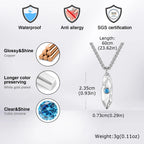 Blue Stone Pendant Necklace — Stainless Steel