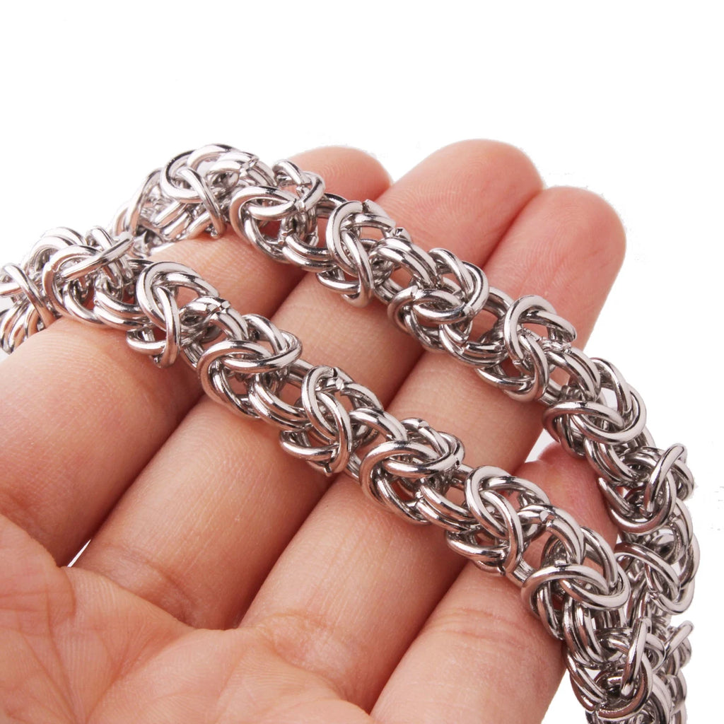 Fashion Men's Jewelry Trendy Stainless Steel Byzantine Chain Necklace Link Chain 7"-40" 6/8mm Free Choose Xmas Gift