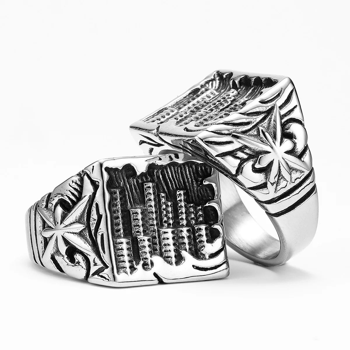 City Carving Ring Stainless Steel Minimal