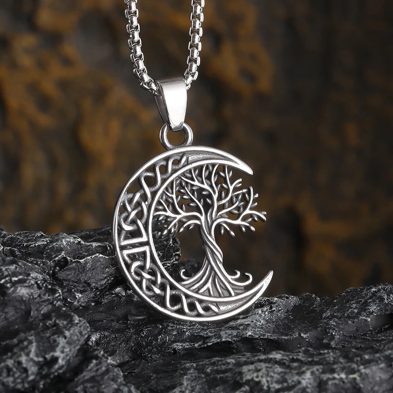 Nordic Rune Compass Necklace — Stainless Steel