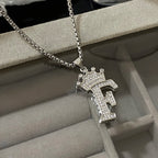 Freetry 26 Letters A-Z Zircon Crown Pendant Necklace for Women Men Punk Initial Alphabet Necklaces Hip Hop Choker Chain