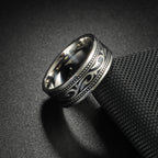 Viking Celtic Knot & Sea Wave Band Ring for Men — Stainless Steel