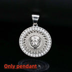 Lion Head Rhinestone Pendant Necklace — Stainless Steel