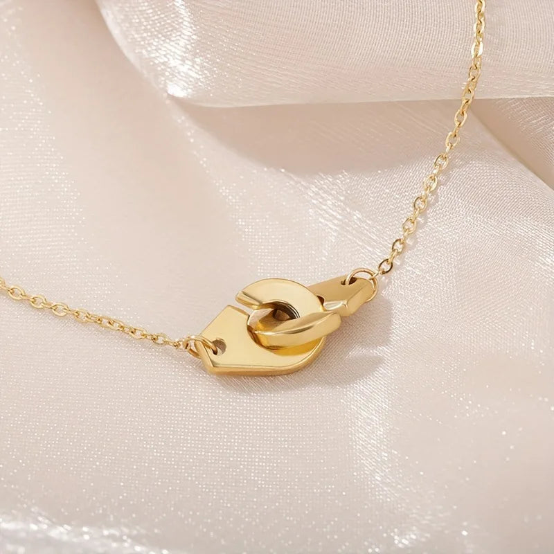 Geometric Hollow Pendant Necklace — Stainless Steel