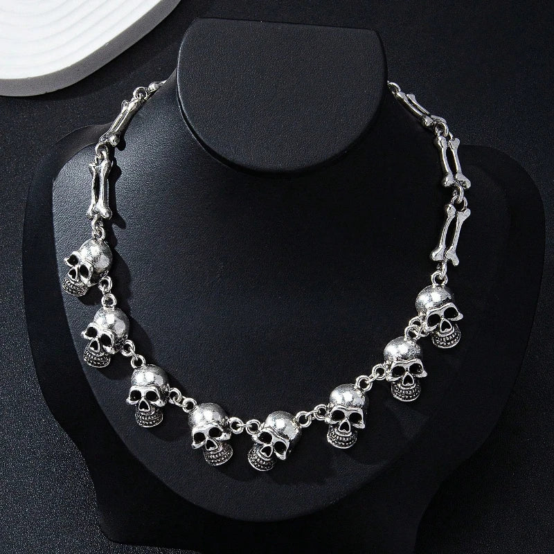 Layered Skull Choker Necklace — Gothic