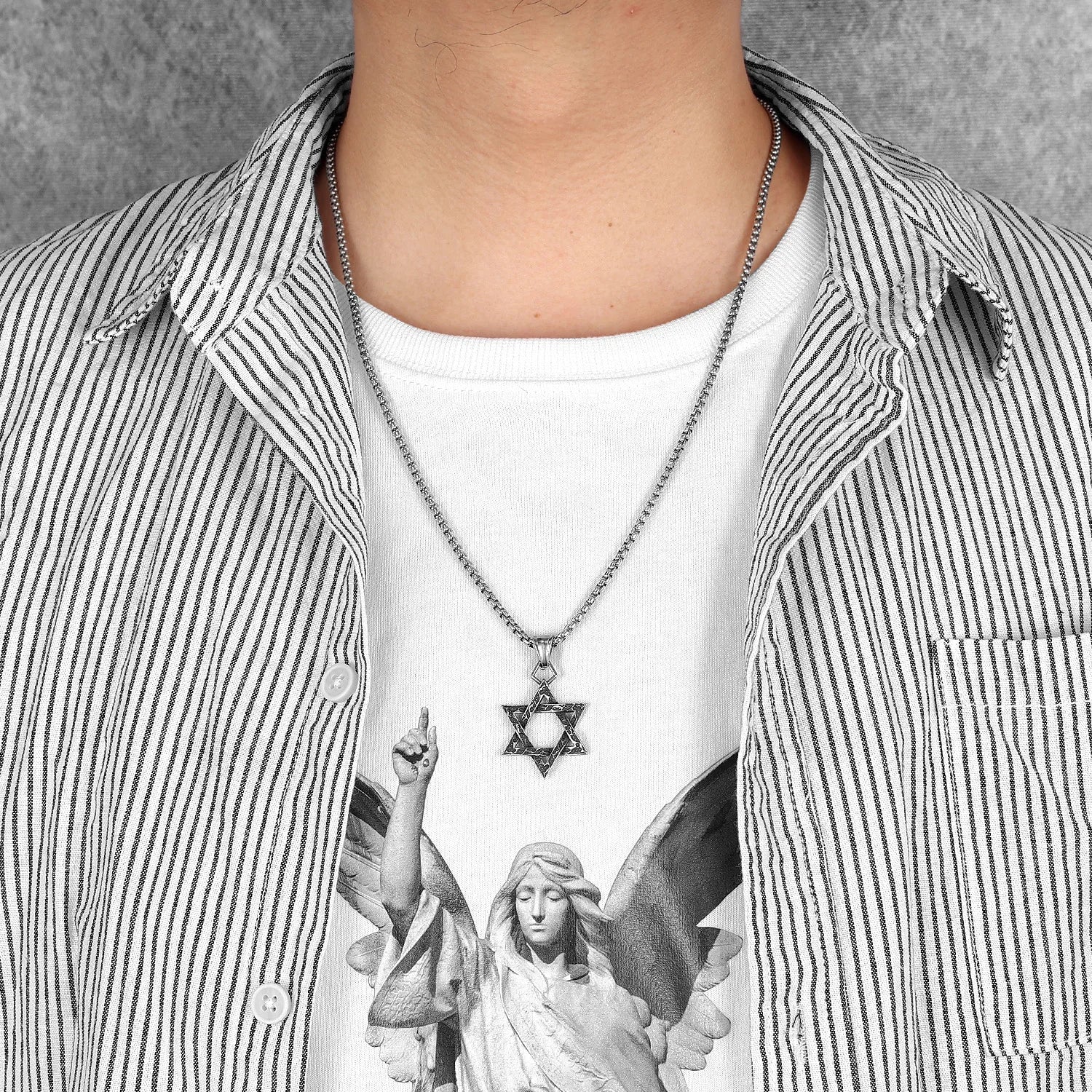 Star of David Pendant Necklace Stainless Steel