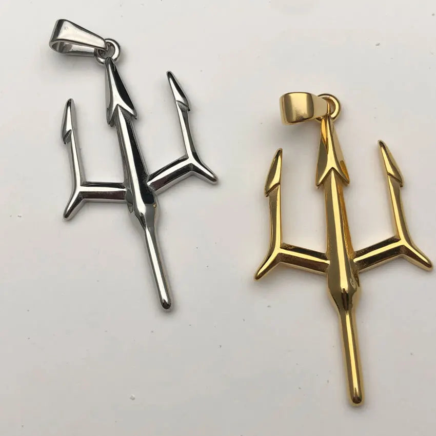 Greek Poseidon Trident Pendant Necklace — Stainless Steel