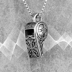 Vintage Whistle Pendant Long Necklace — Steel