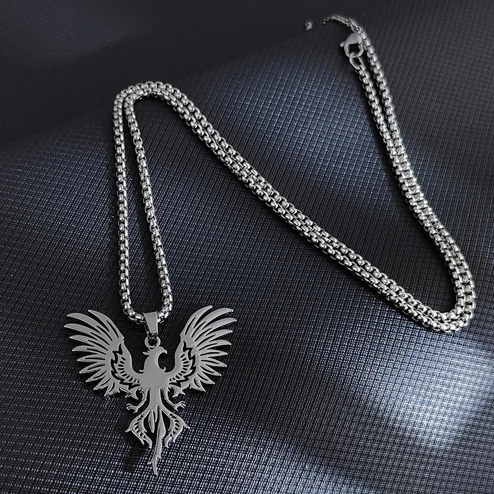 Cheap electroplated stainless steel phoenix pendant necklace, Thanksgiving, Christmas, and New Year gifts